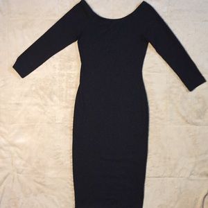 ZARA black 3/4 sleeve bodycon dress